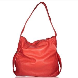 Red Lamb Leather Shoulder Bag